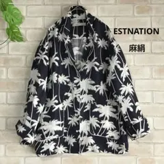 ESTNATION 麻、絹 ジャケット ヤシの木柄のサムネイル