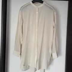 OZOCクリーム色 長袖シャツ バンドカラー