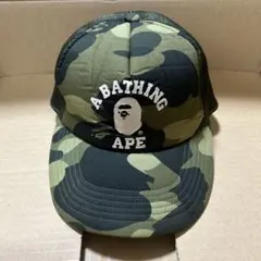 A BATHING APE BAPE カラーカモ　グリーン　メッシュキャップのサムネイル