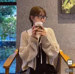 nugu aimey ワンボタンクロップカーディガン beige