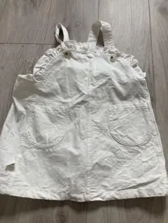ホワイト フリル付きオーバーオール