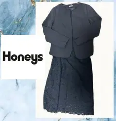 【Honeys】フォーマル８分袖レースワンピース. ノーカラージャケット