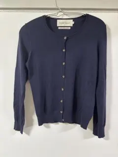 ネイビー ボタン付きニットカーディガン　レディース　M