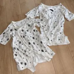 西松屋　60-70cm モノトーン　ベビー肌着2枚セット 綿100%くま　ツリー