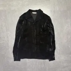 レディース モード シャツ ブラウス 長袖 ブラック 黒 シアー 光沢感 透け感