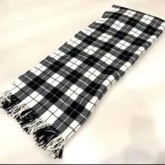 ★美品★チェック柄マフラー ショール ストール 大判 モノクロ　マフラー大きめ
