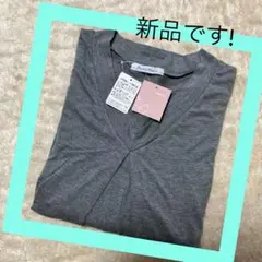 【新品】パステルマム半袖トップスグレーレーヨンTシャツとろみTシャツフリーサイズのサムネイル