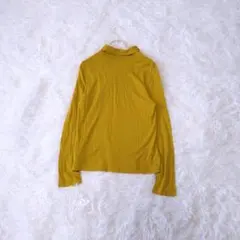 SCAPAテンセルカシミヤタートルネックカットソー 薄手ニットM日本製マスタード