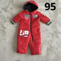 美品 キッズ スキーウェア 95 レッド つなぎ オールインワン 男の子 赤