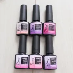 ジェルネイル 温度で色が変わるカラージェル 6本セット まとめ売り ピンク 紫