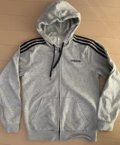 adidas グレー パーカー 3本ライン