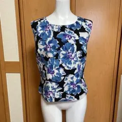 deicy デイシー 花柄ノースリーブタンクトップ　ブルー　フリーサイズのサムネイル