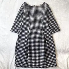 シビラ チェックワンピース ニット 毛 ウール Lサイズ