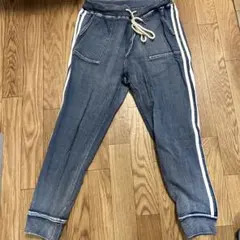 サイドストライプ ダークブルージョガーパンツ L