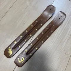 木製お香立て 星と象のデザイン　２個セット
