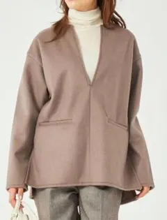 UNITED ARROWS キーネック シャギー プルオーバー ブラウン