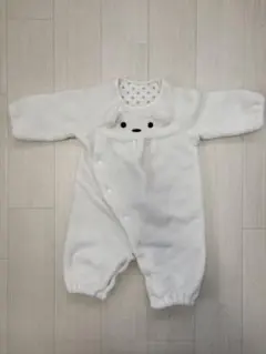 ホワイト クマ刺繍ロンパース 50-70cm