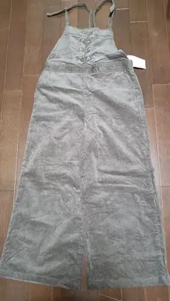 茶色　コーデュロイ サロペット 150 サイズ レースアップ　イトキン