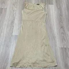 インディヴィ ワンピース Aライン ノースリーブ ベージュ 日本製 38