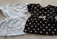 花柄半袖Tシャツ 110cm ブルー ブラック