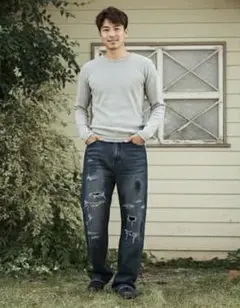 新品　CAMBIO（カンビオ） リラックスシルエット ストレートデニムパンツ