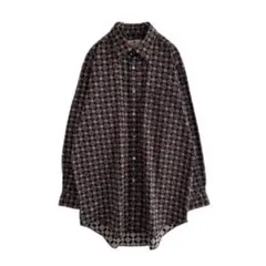 Aquascutum　デザインシャツ　総柄　幾何学　Made in Japan