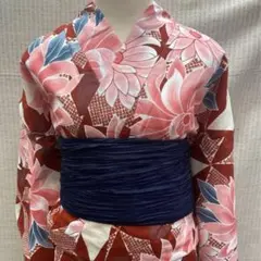新品 浴衣 レディース A7 3952 花柄 赤 白 ゆかた 女物