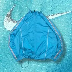 レア 00s NIKE ナイロンジャケット ブルー y2k ドローコード 短丈