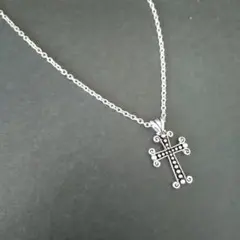 ユニセックス　クロス　十字架　ネックレス　ボールデザイン　男女兼用