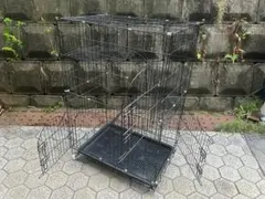 キャットケージ 2段｜キャスター付 折りたたみ式【棚板2枚・梯子2枚付】のサムネイル