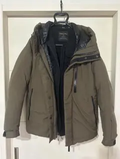 西川ダウン　ナノユニバース　オリーブ色 フード付　ダウンベスト付き