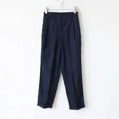 極美品❤️AMERI アメリ 光沢 タック ギャザー テーパードパンツ ネイビーのサムネイル