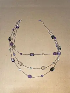 スワロフスキー Swarovski ネックレス 3連 マルチカラー45cm