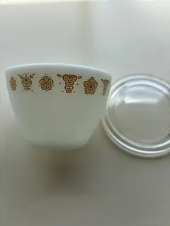 オールドパイレックス バタフライゴールド ボウル 蓋付きのサムネイル