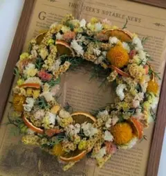 ドライオレンジとスターチスのリース❀　ドライフラワー　ハンドメイド　匿名配送のサムネイル