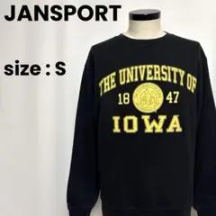 ☆JANSPORT/カレッジプリントスウェット★S ブラック アメカジ