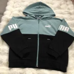 PUMA フード付きパーカー 7~8Y 青/黒 120~130