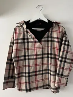 ラブトキシック(Lovetoxic) チェック柄レイヤード風シャツ 長袖　(M)