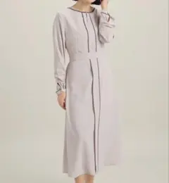 新品 GLACIER lusso ハニーズ 配色ワンピース グレージュ LL