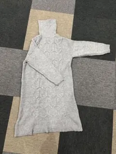 LAKOLE ニットワンピース ロング オフタートルネック グレー S 長袖