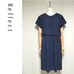 Reflect◇リフレクト 洗える ストライプ タック 半袖ワンピース 11号のサムネイル