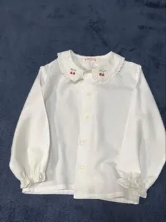 ホワイトチェリー刺繍長袖ブラウス