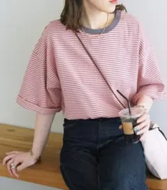 DISCOAT【WEB限定】ボーダービッグ半袖Tシャツ