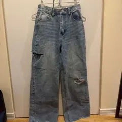ライトブルー ワイドレッグ デニム