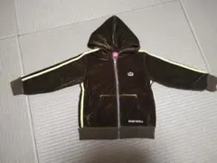 BABYDOLL フード付きパーカー ダークグリーン　ベロア調　110cm