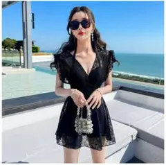 ブラックシースルーラップドレス