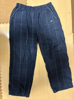 LACOSTEネイビー チェック柄 ワイドパンツ