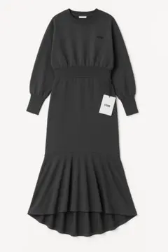 【新品タグ付】FURFUR スウェットワンピース ロゴ刺繍 ウエストリブ