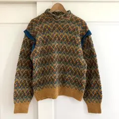 EURO VINTAGE ウール ジャガード モックネック ニット 44 古着