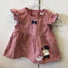 赤と白のチェック柄　チュニック